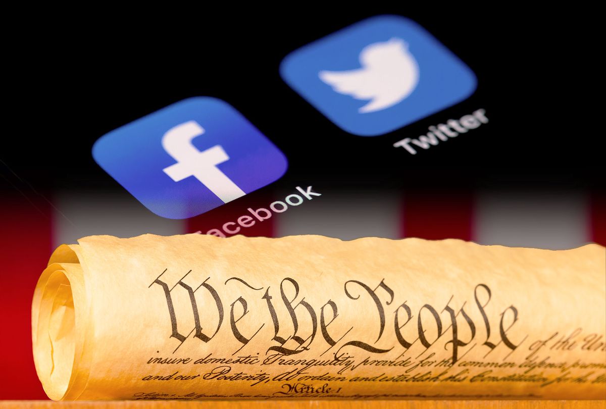Facebook and Twitter applications | The United States Constitution (Photo illustration by Salon/Getty Images)