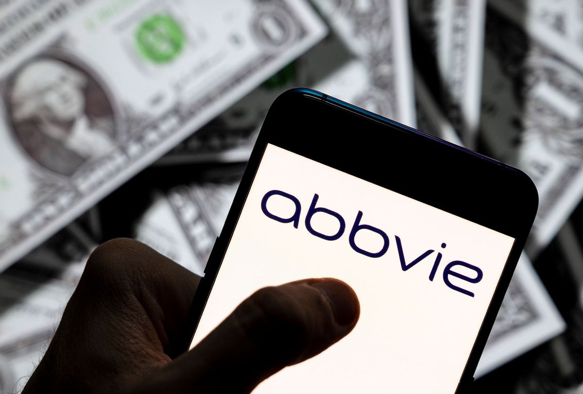 American biopharmaceutical company Abbvie logo seen displayed on a smartphone with USD (United States dollar) currency in the background. (Illustration by Budrul Chukrut/SOPA Images/LightRocket via Getty Images)