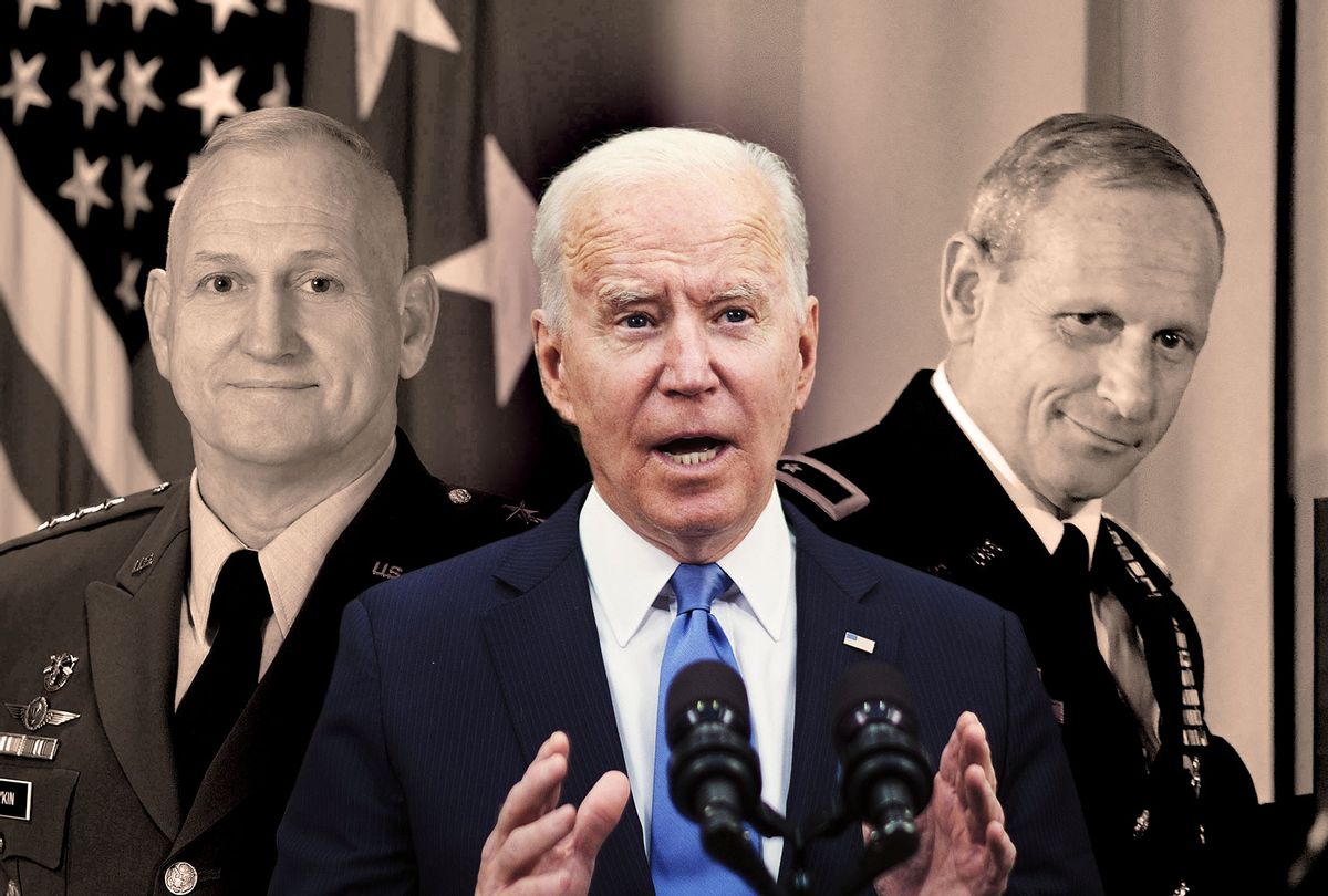 Don Bolduc, William G. Boykin and Joe Biden (Photo illustration by Salon/Getty Images)