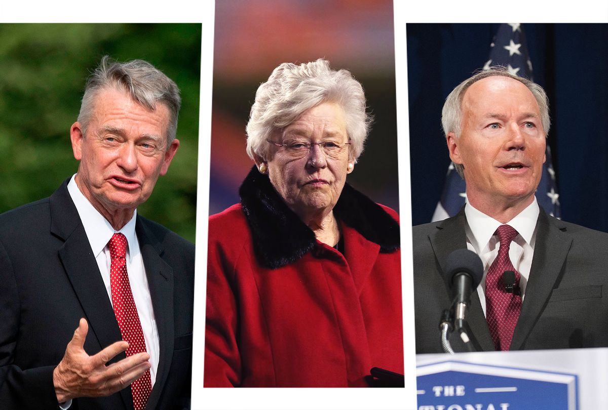 Idaho Governor Brad Little, Alabama Governor Kay Ivey and Arkansas Governor Asa Hutchinson (Photo illustration by Salon/Getty Images)