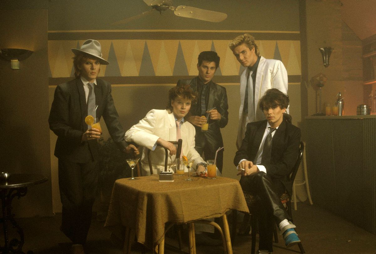 Nick Rhodes, John Taylor, Roger Taylor, Simon Le Bon and Andy Taylor (back) of Duran Duran in 1983 (Fin Costello/Redferns)