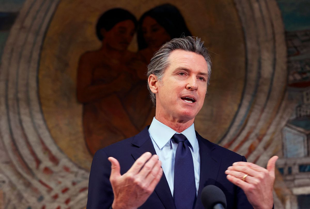 California Gov. Gavin Newsom speaks during a press conference at The Unity Council on May 10, 2021 in Oakland, California. (Justin Sullivan/Getty Images)