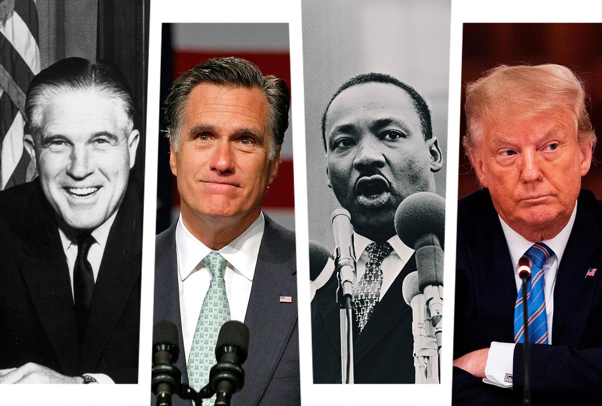 George Romney, Mitt Romney, Martin Luther King and Donald Trump (Photo illustration by Salon/Getty Images)
