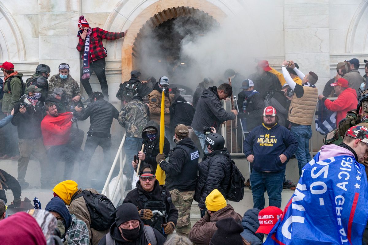 Police use tear gas around the U.S. Capitol building where pro-Trump supporters riot on Jan. 6, 2021. (Getty Images)