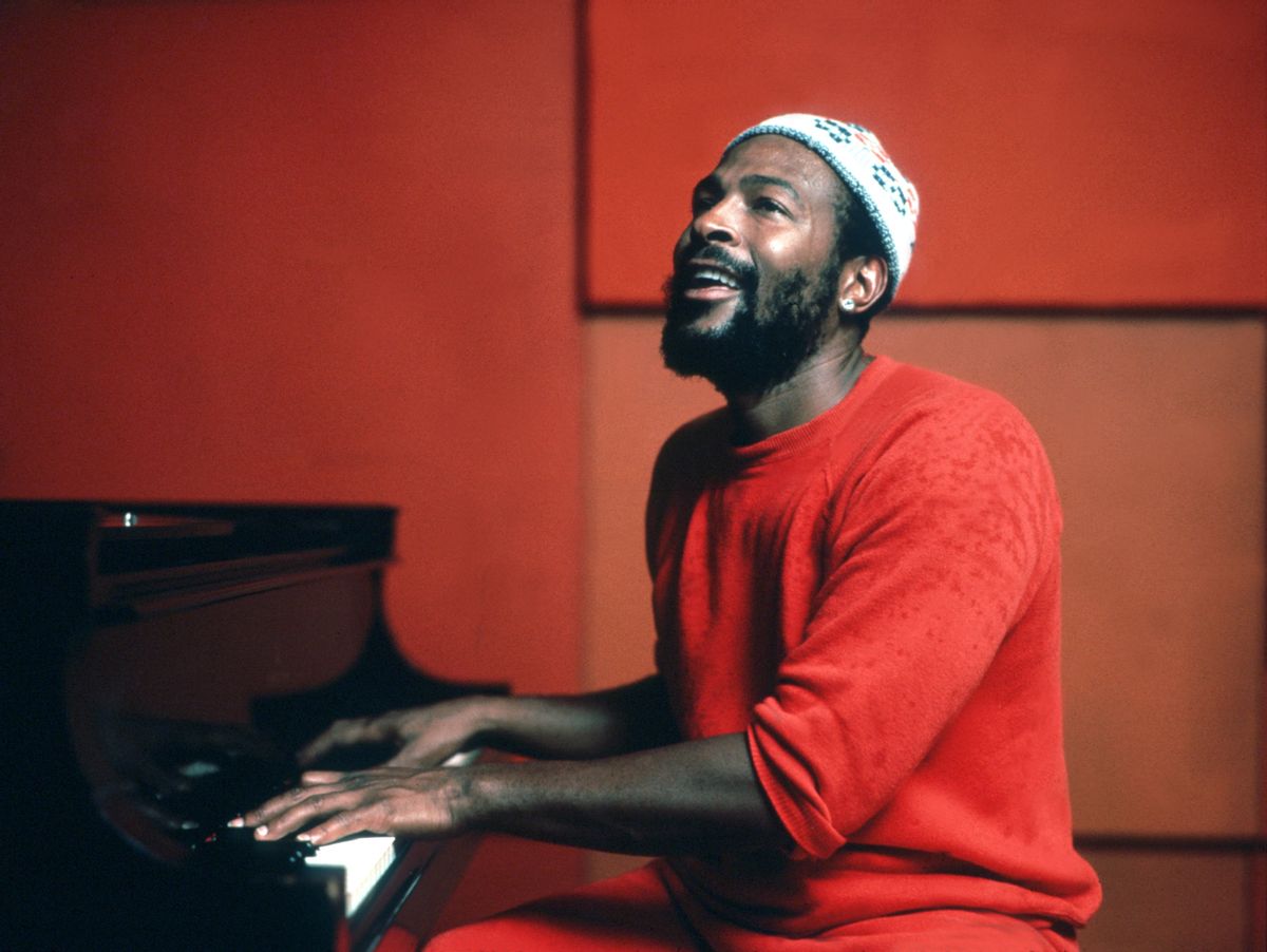 Marvin Gaye plays piano as he records in a studio in circa 1974. (Jim Britt/Michael Ochs Archives/Getty Images)