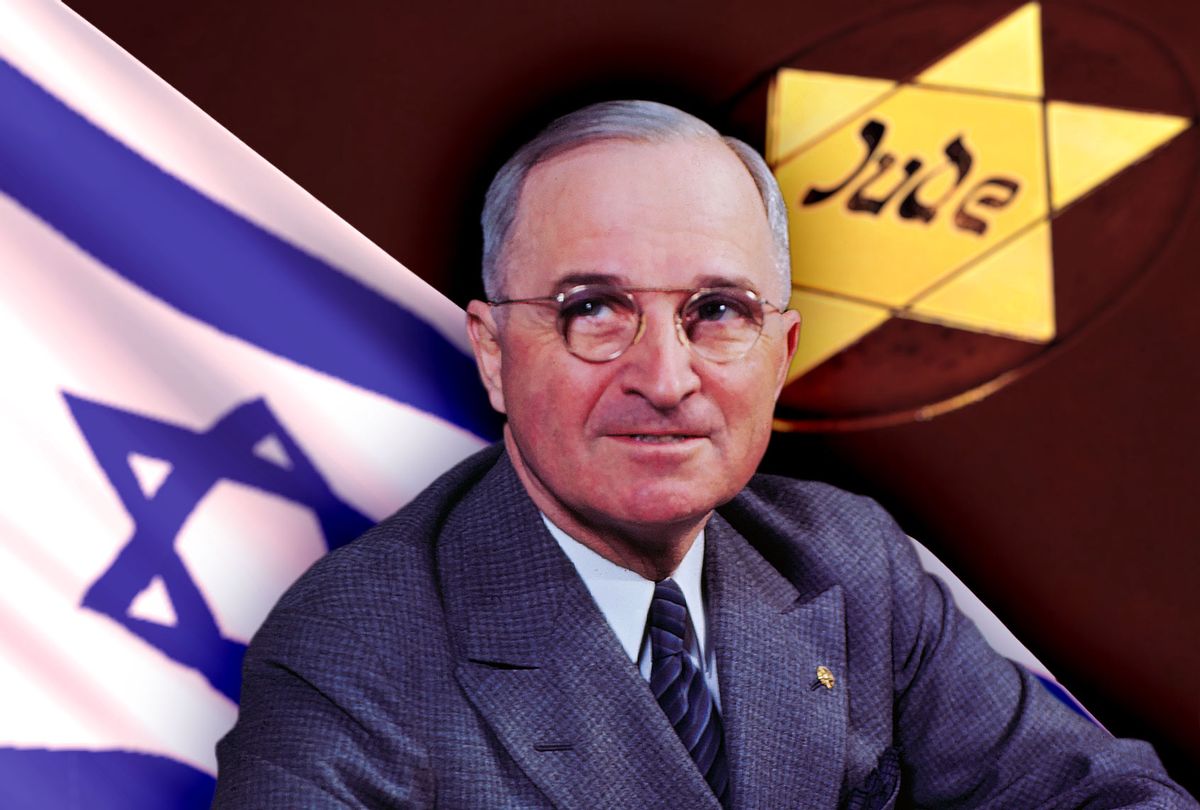 Harry Truman, Israeli flag and the Holocaust Jude star patch (Photo illustration by Salon/Getty Images)