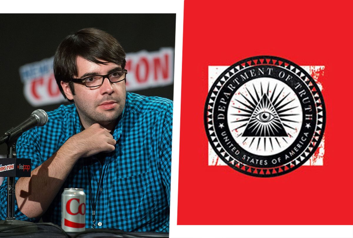 James Tynion at Comic-Con in New York, 2014 | "The Department of Truth" logo (Photo illustration by Salon/Michael Stewart/WireImage/Image Comics)
