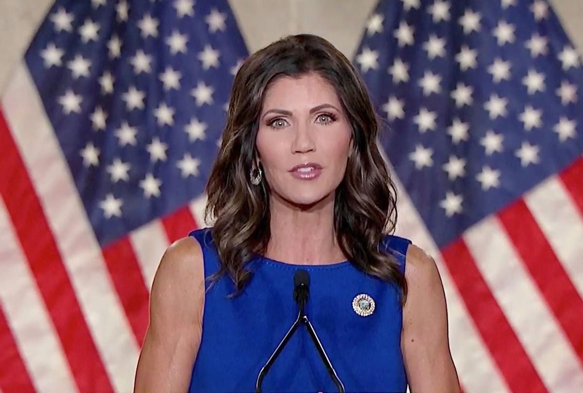In this screenshot from the RNC’s livestream of the 2020 Republican National Convention, South Dakota Gov. Kristi Noem addresses the virtual convention on August 26, 2020. (Courtesy of the Committee on Arrangements for the 2020 Republican National Committee via Getty Images)