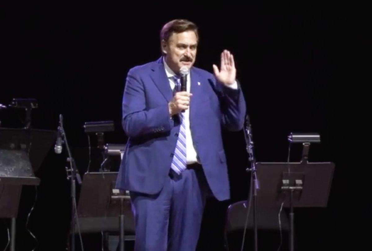 Mike Lindell speaks at Frank Speech rally on May 10, 2021. (Right Side Broadcasting Network)