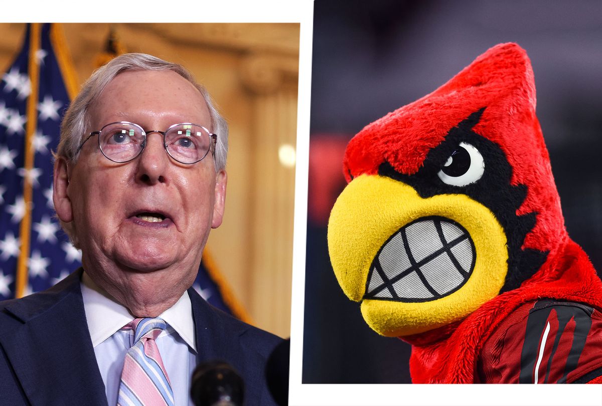 Mitch McConnell and the University of Louisville Cardinals mascot (Photo illustration by Salon/Getty Images)