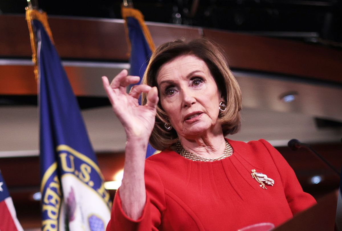 Speaker of the House Nancy Pelosi (D-CA) answers questions during her weekly press conference on May 13, 2021 in Washington, DC. (Win McNamee/Getty Images)