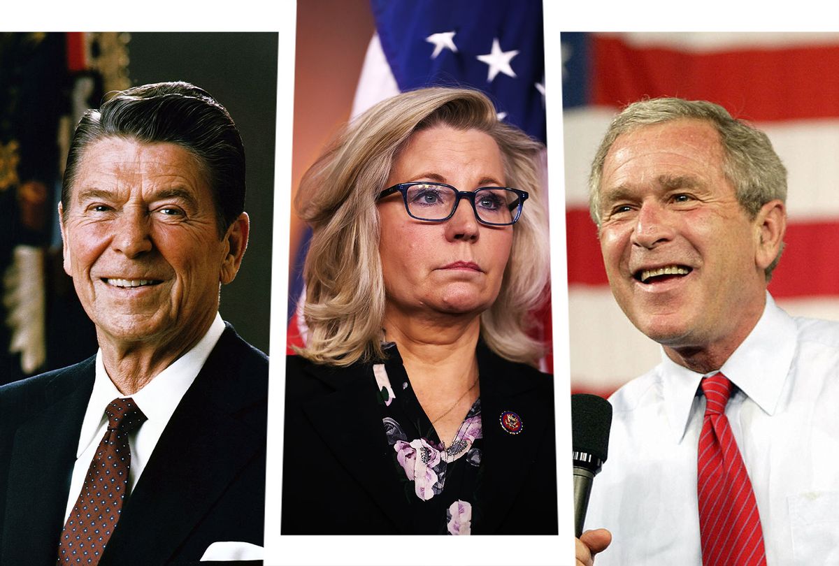 Ronald Reagan, Liz Cheney and George W. Bush (Photo illustration by Salon/Getty Images)