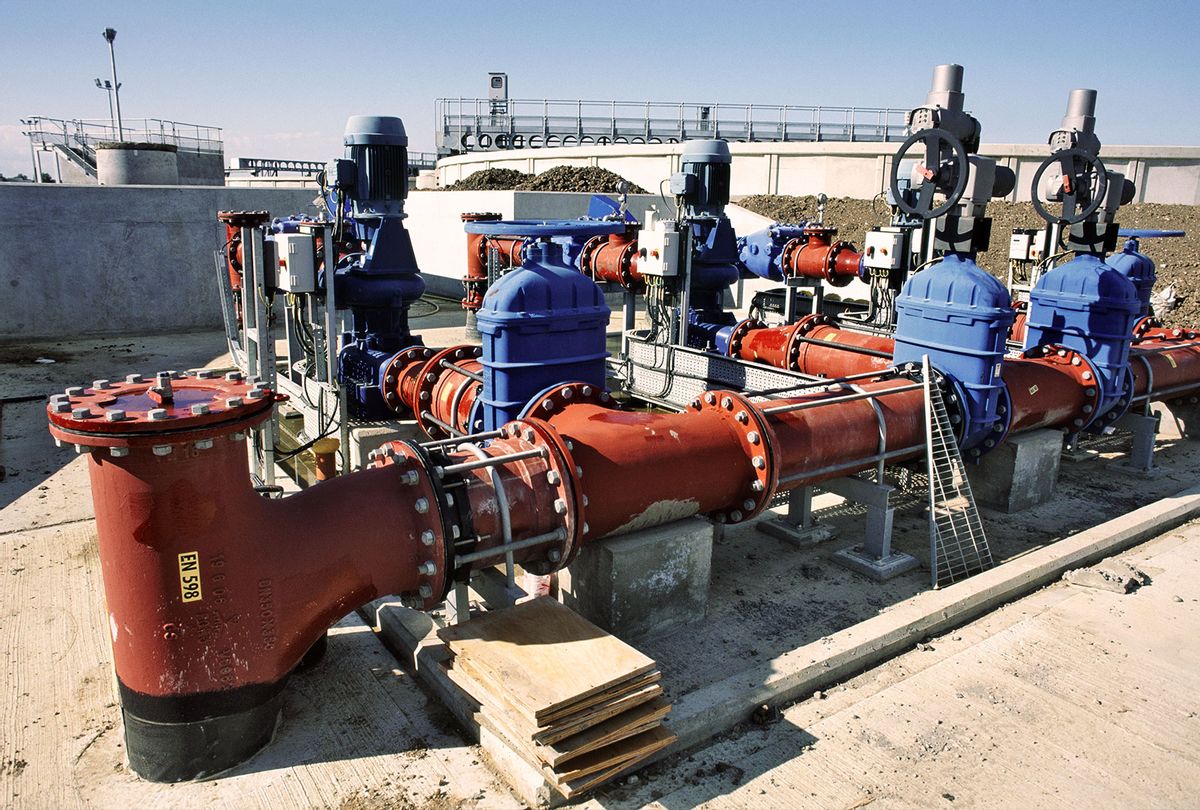 Valves along the sludge treatment channels, Margate wastewater scheme. (Adrian Greeman/Construction Photography/Avalon/Getty Images)