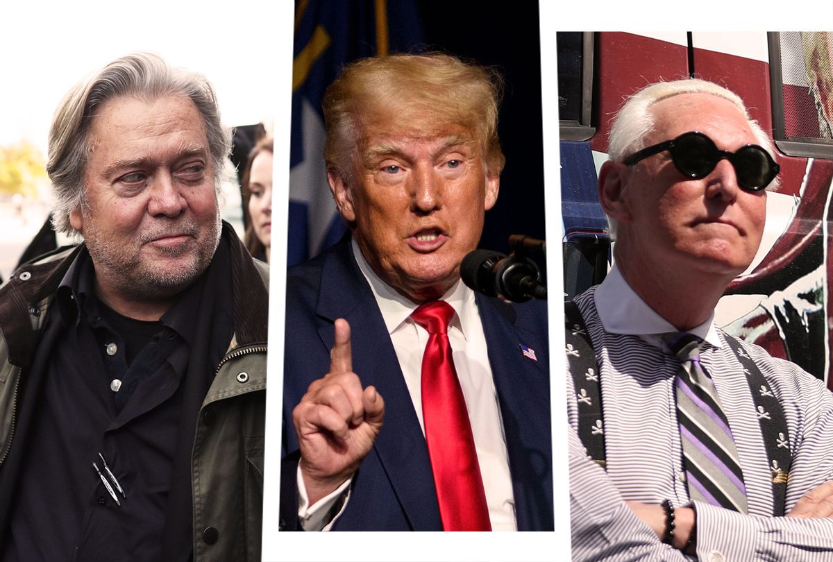 Steve Bannon, Donald Trump and Roger Stone (Photo illustration by Salon/Getty Images)