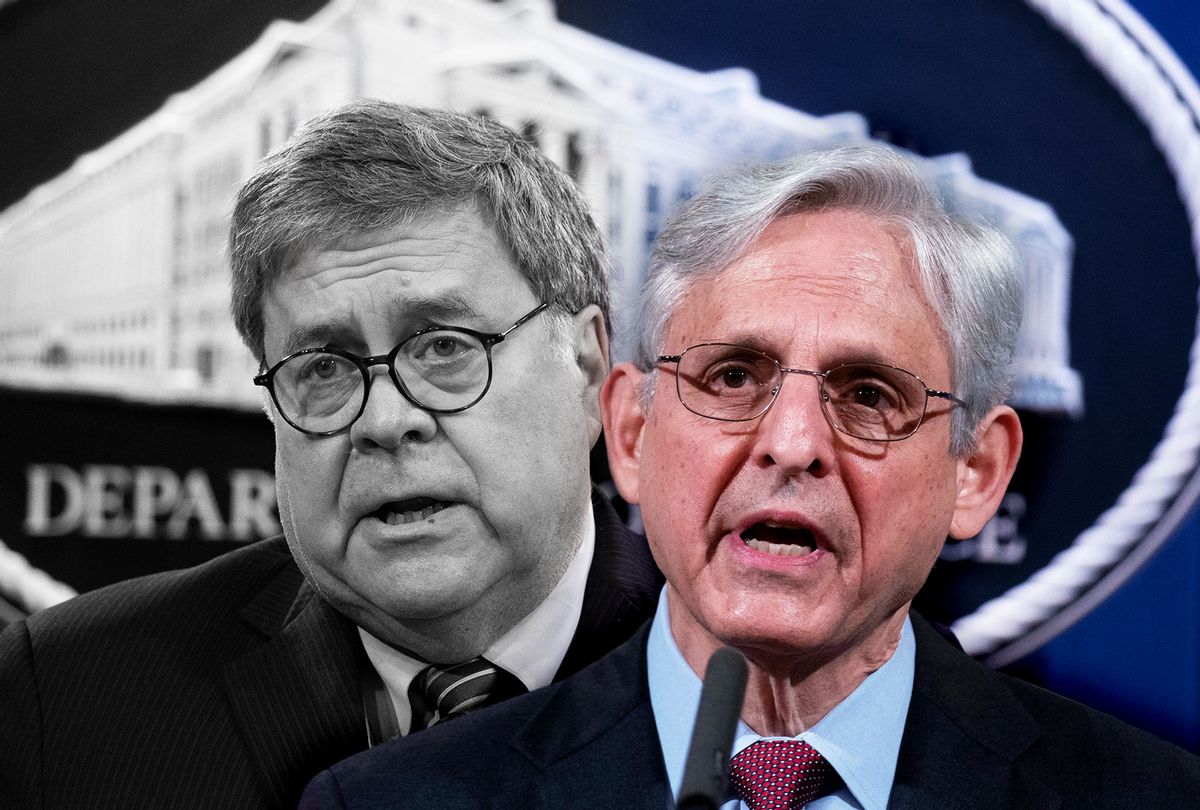 Bill Barr and Merrick Garland (Photo illustration by Salon/Getty Images)