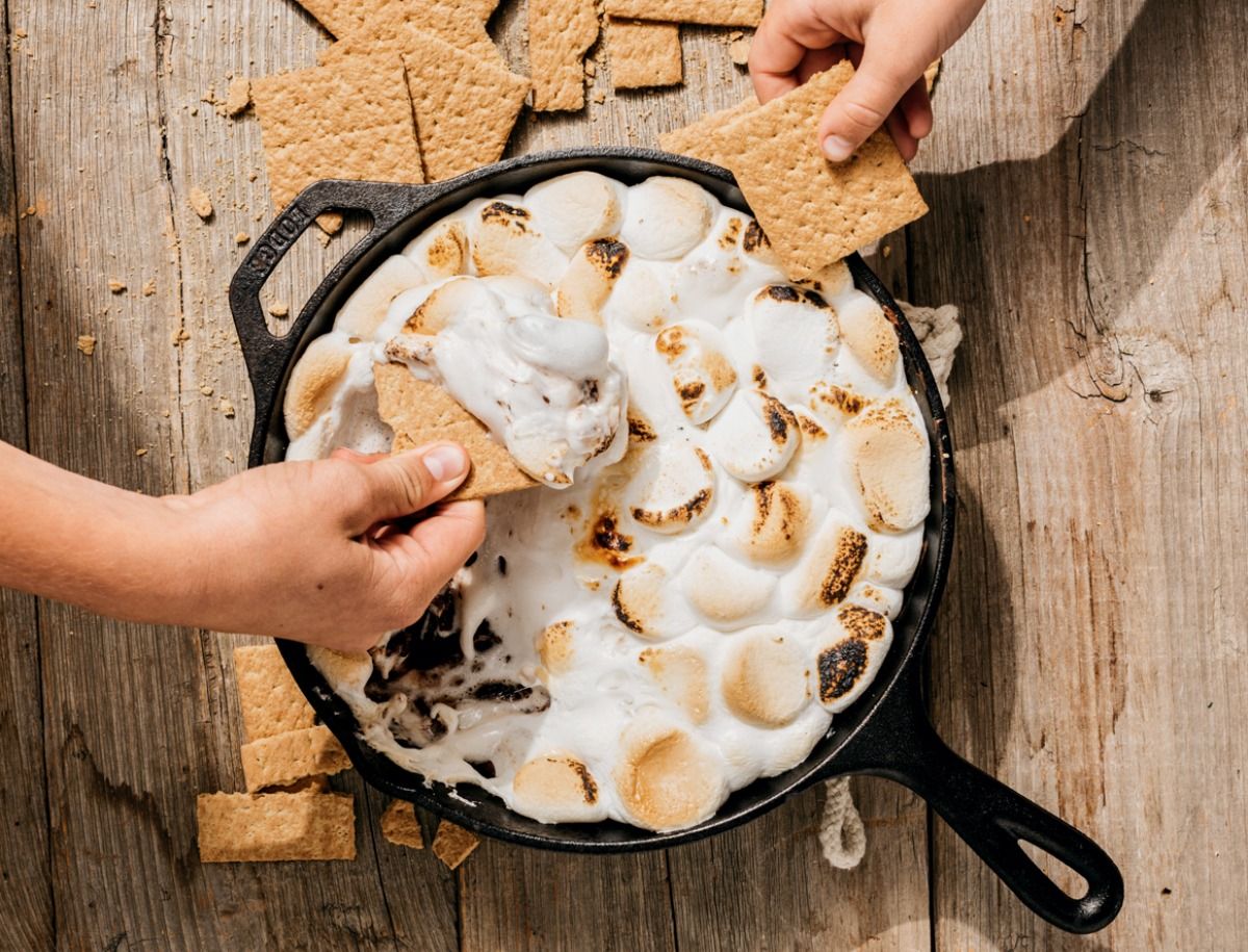 Campfire S’Mores Dip (Food Styling by Catrine Kelty | Prop Styling by Caroline Woodward) (Photo by Michael Piazza for Yankee Magazine)