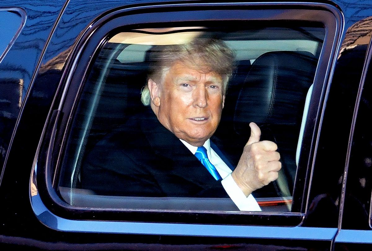 Former U.S. President Donald Trump leaves Trump Tower in Manhattan on March 09, 2021 in New York City. (James Devaney/GC Images)
