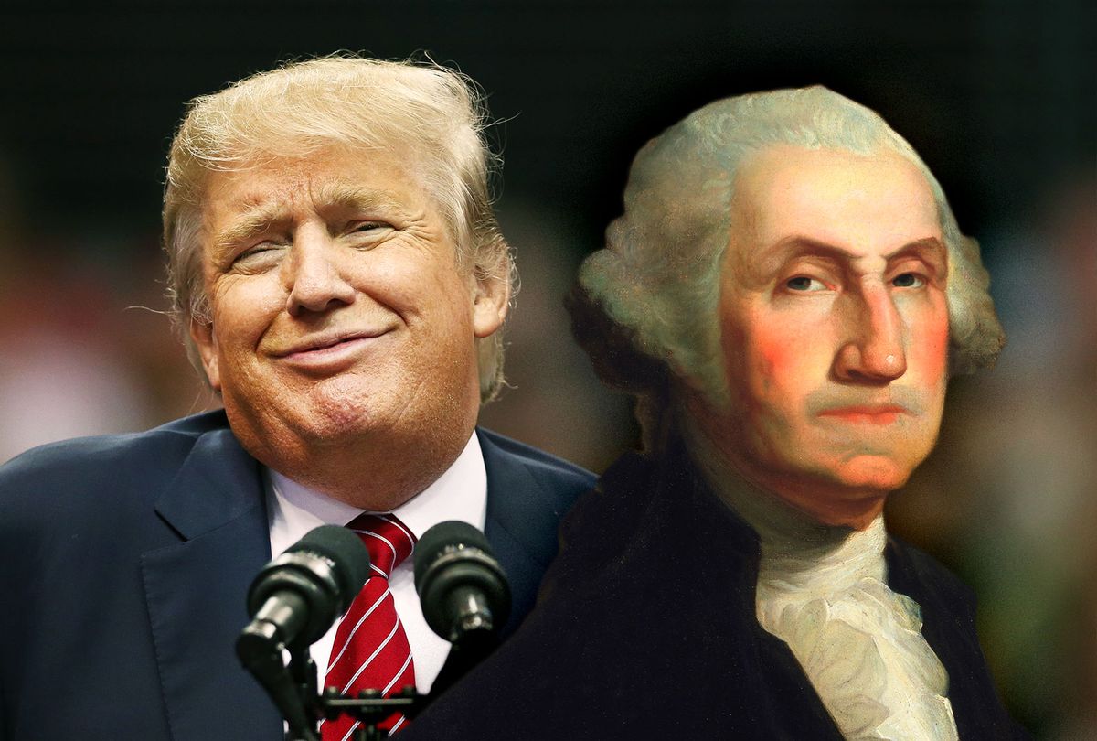 George Washington side-eying Donald Trump (Photo illustration by Salon/Getty Images)