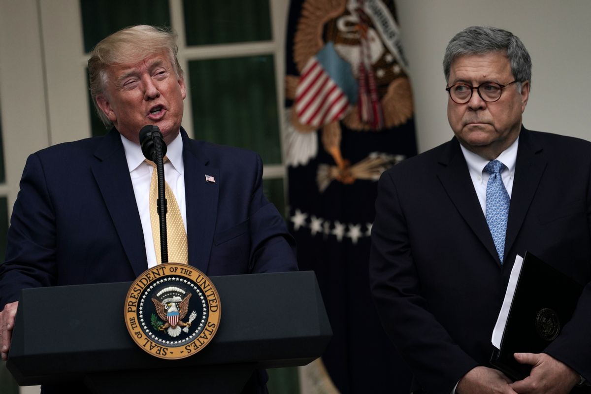 U.S. President Donald Trump makes a statement on the census with Attorney General William Barr in the Rose Garden of the White House on July 11, 2019. (Getty Images)