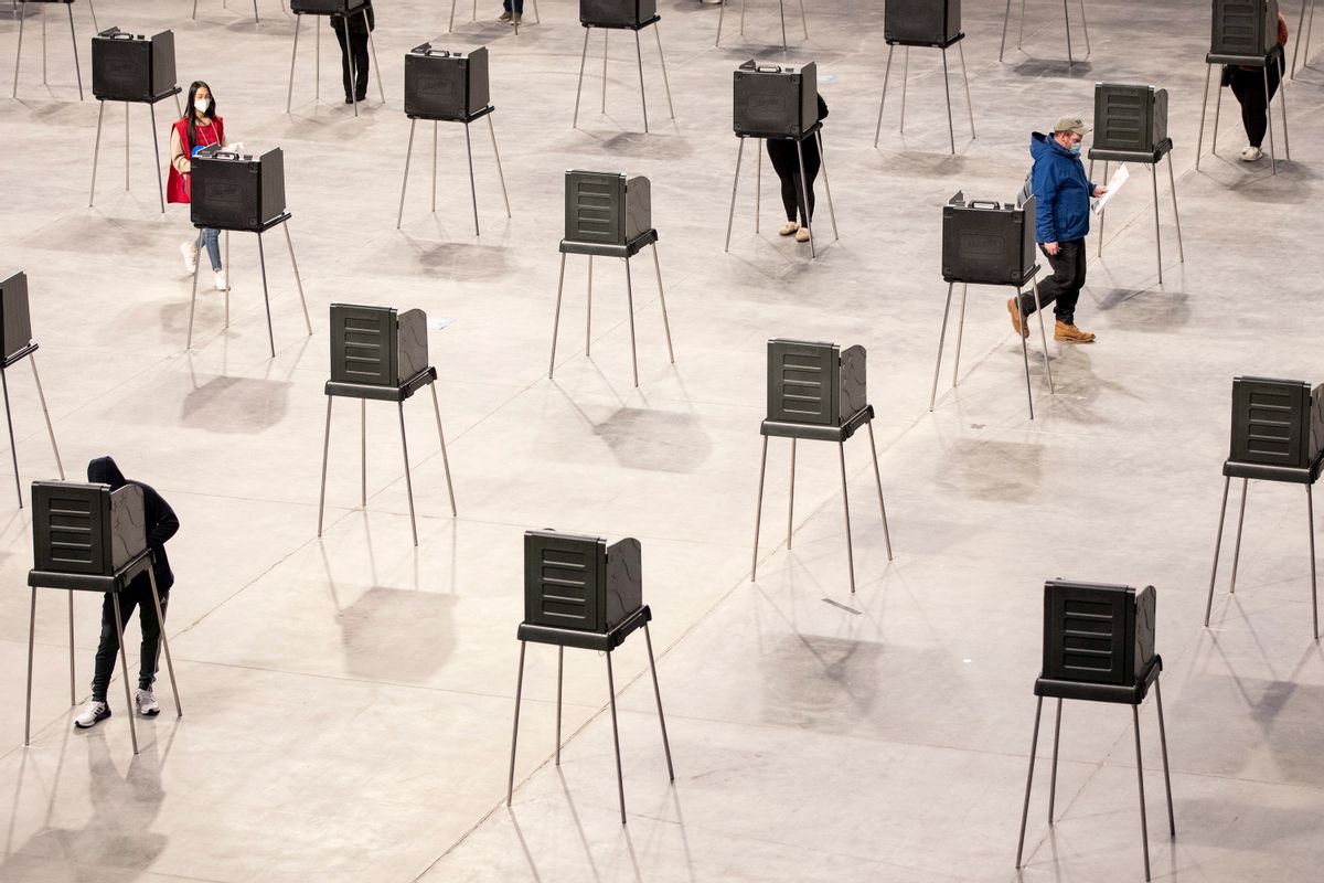 A polling place in Bangor, Maine, on Nov. 3, 2020. (Getty Images)