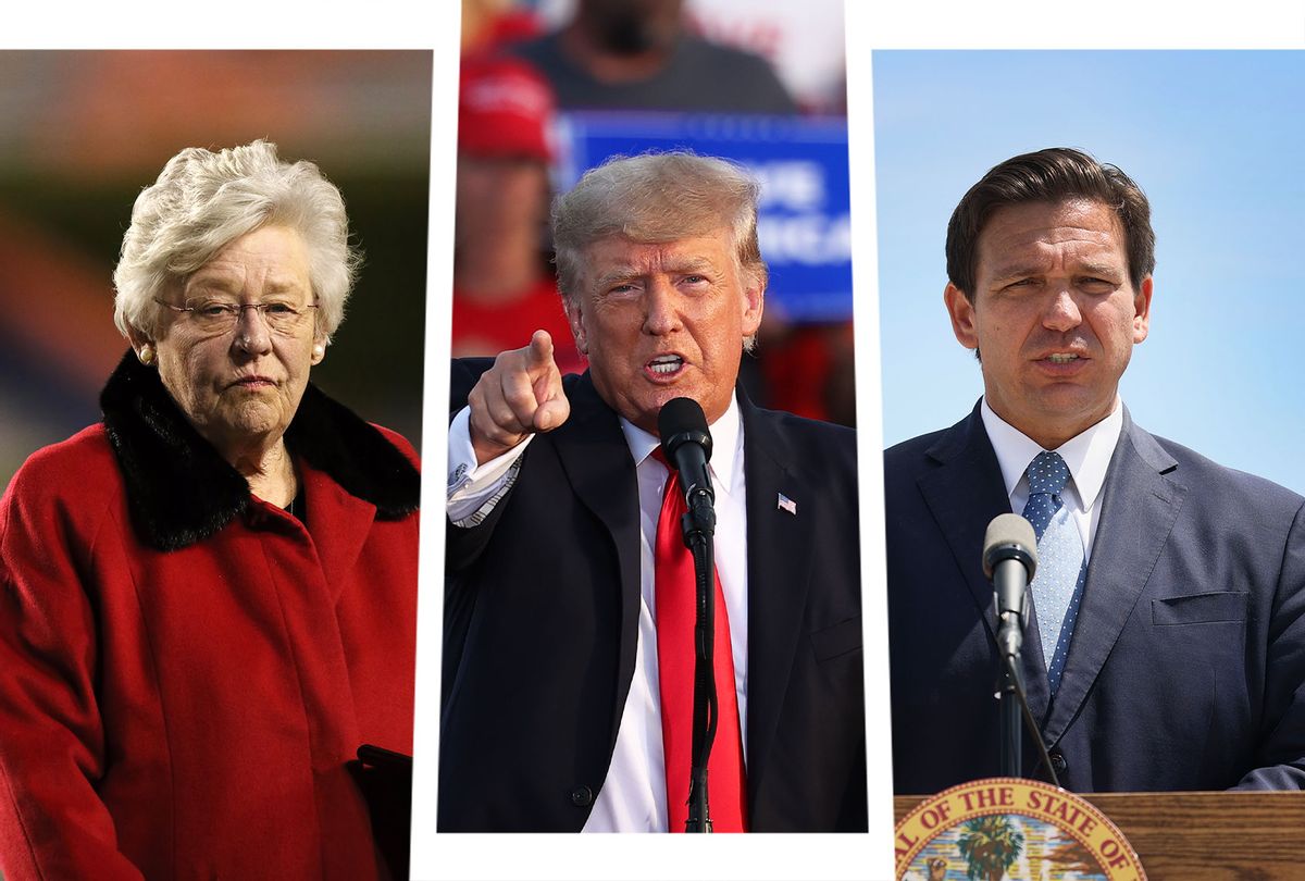 Kay Ivey, Donald Trump and Ron DeSantis (Photo illustration by Salon/Getty Images)