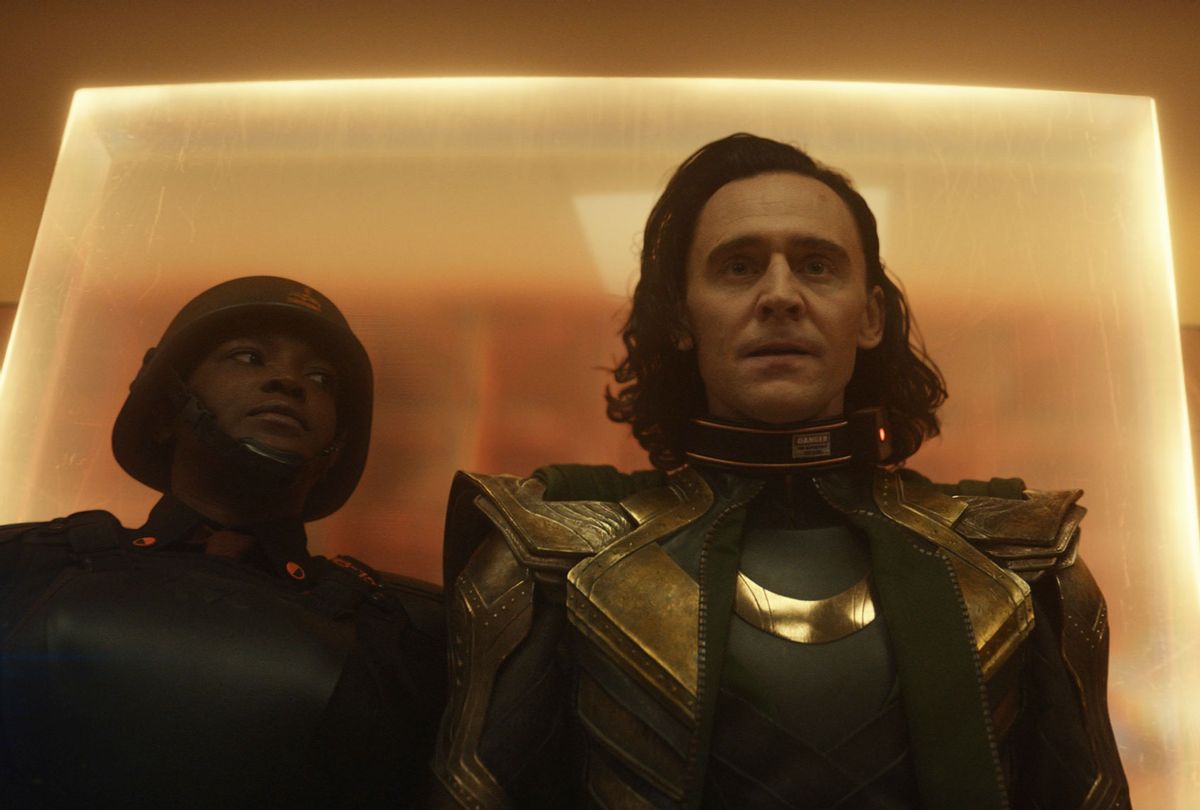 Tom Hiddleston as Loki and Wunmi Mosaku as Hunter B-15 (Disney+/Marvel Studios)