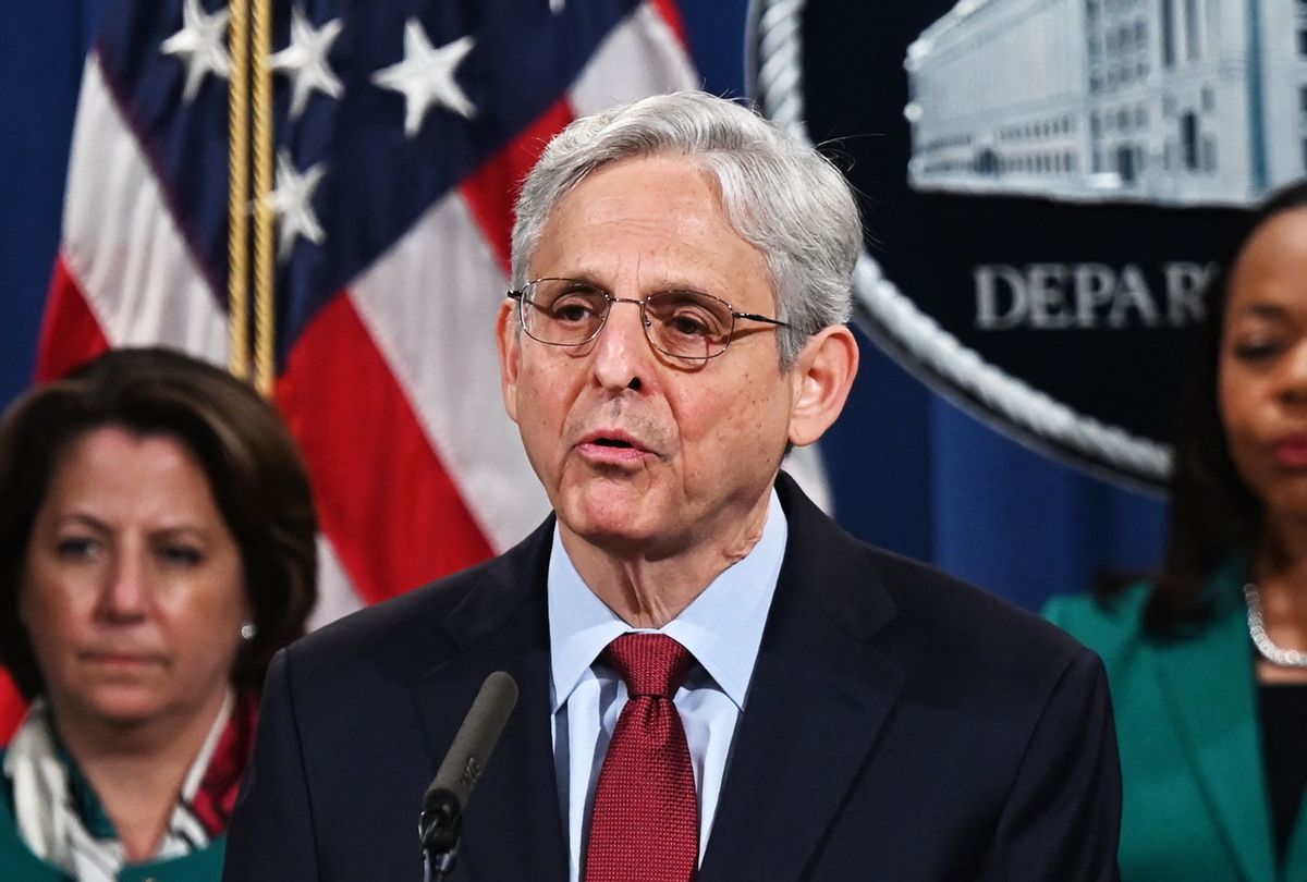 Attorney General Merrick Garland speaks during a press conference announcing a voting rights enforcement action against the state of Georgia during an event at the Department of Justice in Washington, DC, on June 25, 2021. (JIM WATSON/AFP via Getty Images)
