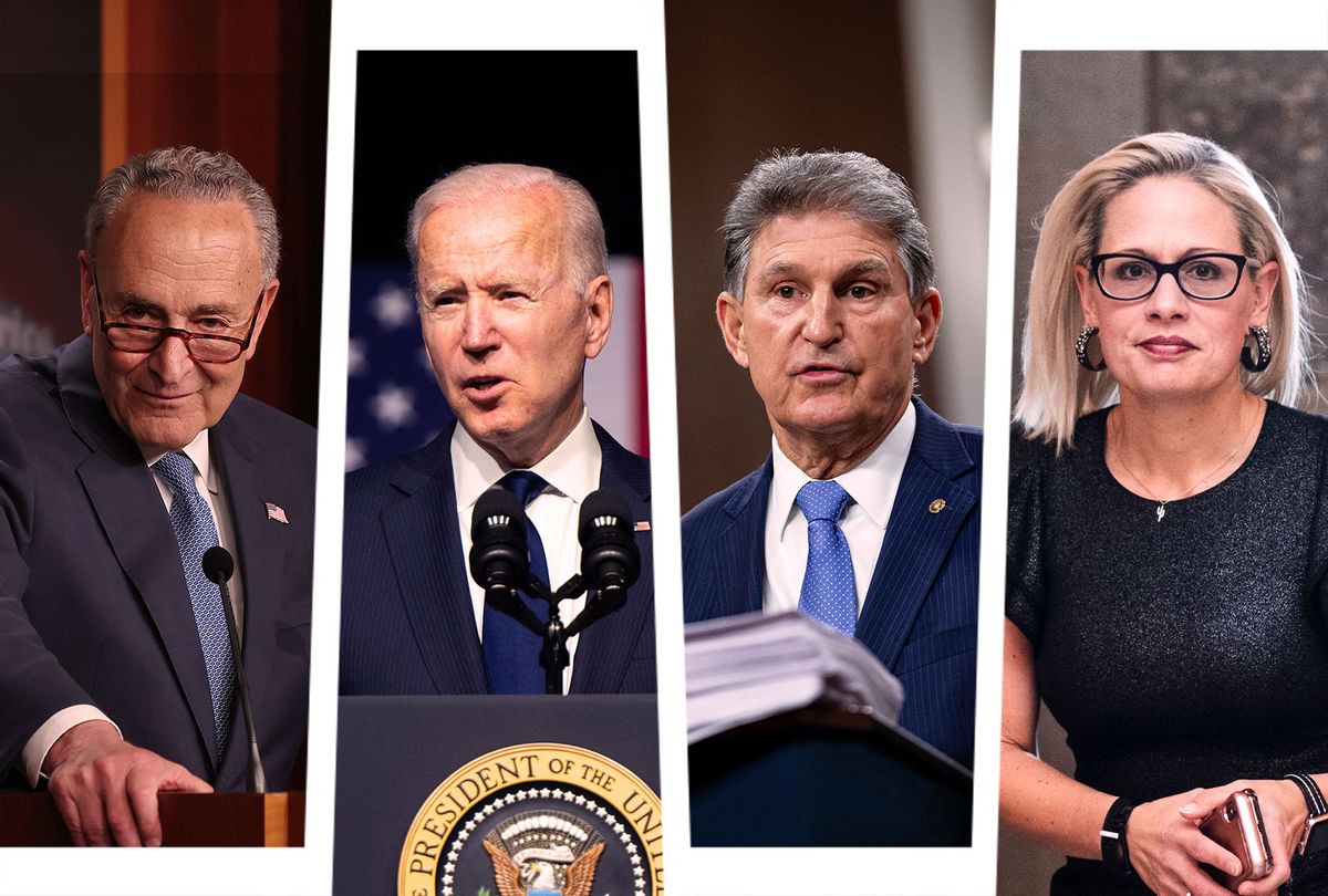 Chuck Schumer, Joe Biden, Joe Manchin and Kyrsten Sinema (Photo illustration by Salon/Getty Images)