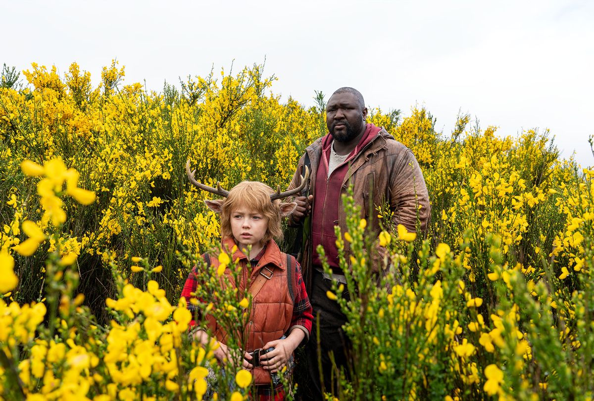 Christian Convery as Gus and Nonso Anozie as Tommy Jepperd in "Sweet Tooth" (Kirsty Griffin/NETFLIX )