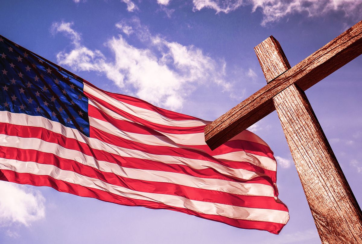 American Flag and Christianity Cross (Getty Images/Javier Art Photography)