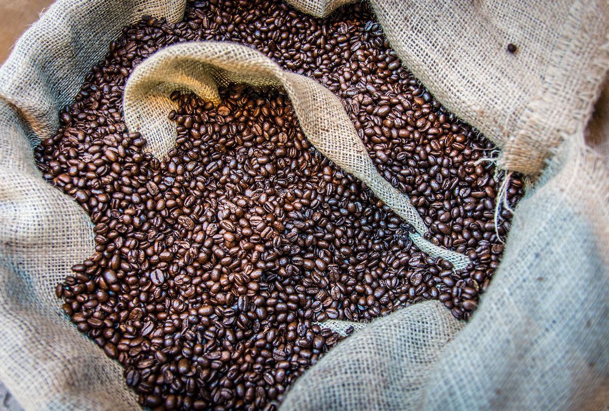 Roasted Coffee Beans In Sack (Getty Images/Dawid Garwol)