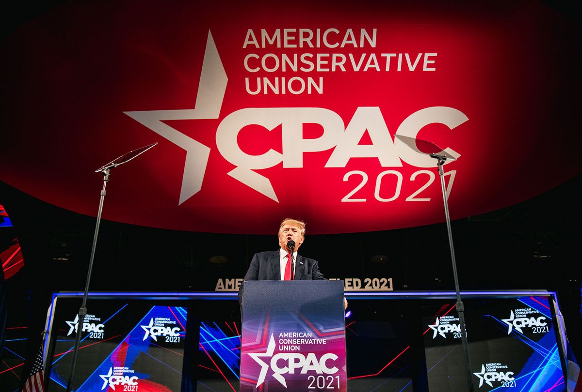 Former U.S. President Donald Trump speaks during the Conservative Political Action Conference CPAC held at the Hilton Anatole on July 11, 2021 in Dallas, Texas. CPAC began in 1974, and is a conference that brings together and hosts conservative organizations, activists, and world leaders in discussing current events and future political agendas. (Brandon Bell/Getty Images)
