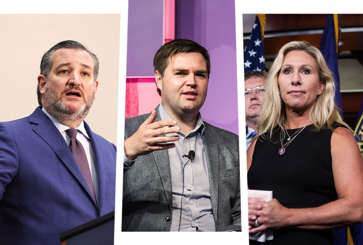 Ted Cruz, JD Vance and Marjorie Taylor-Greene (Photo illustration by Salon/Getty Images)