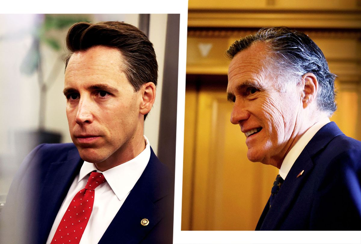 Josh Hawley and Mitt Romney (Photo illustration by Salon/Getty Images)
