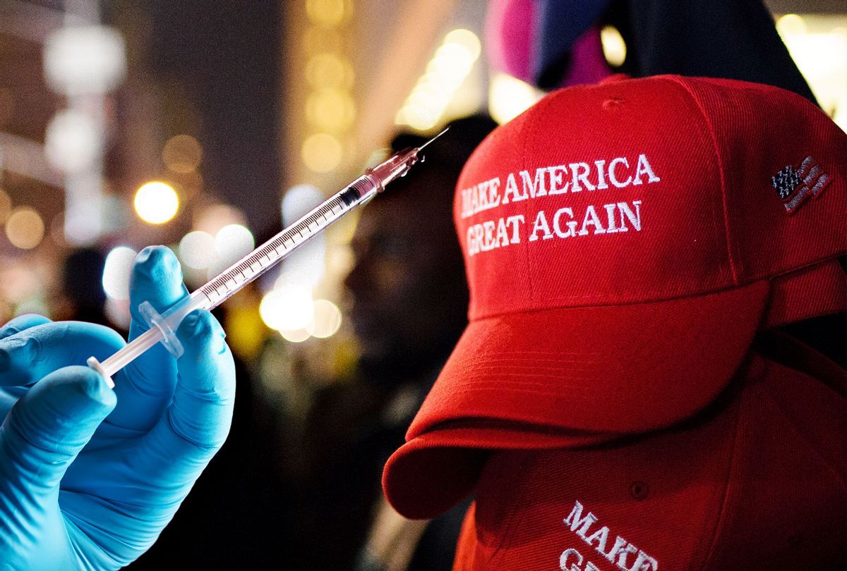 Maga Hat & Vaccine (Photo illustration by Salon/Getty Images)