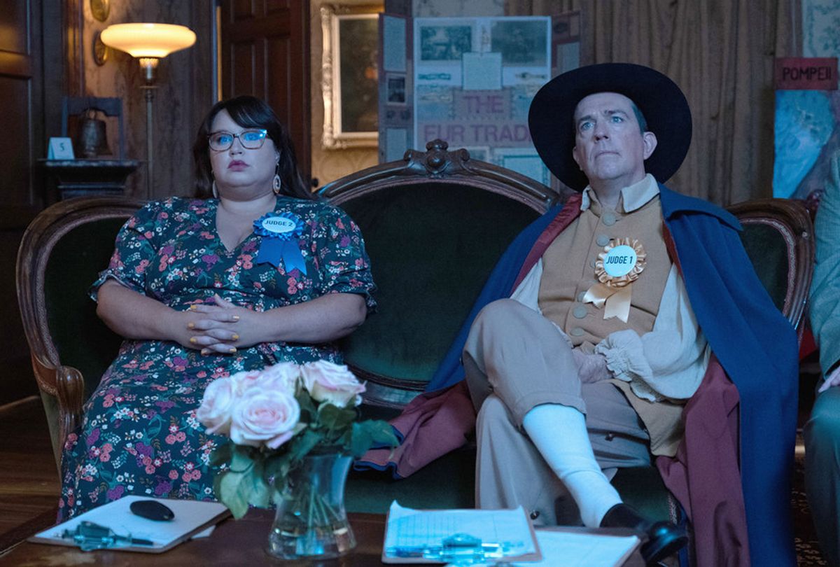 Jana Schmieding and Ed Helms in "Rutherford Falls" (Peacock)