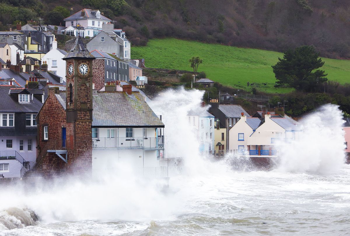 Coastal village during a storm, UK. (Getty images/Peter Cade)