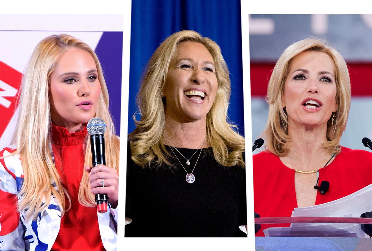 Tomi Lahren, Marjorie Taylor Greene and Laura Ingraham (Photo illustration by Salon/Getty Images)