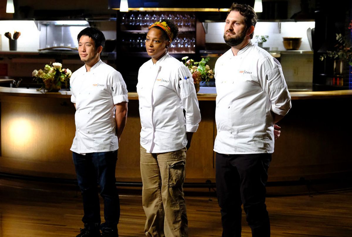 Shota Nakajima, Dawn Burrell, Gabe Erales in "Top Chef: Portland" finale (David Moir/Bravo)