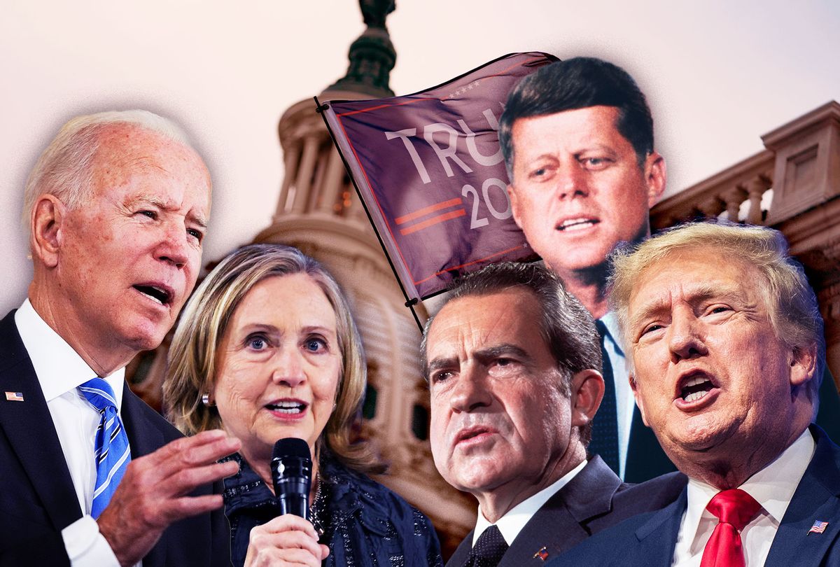 Donald Trump, Joe Biden, Hillary Clinton, JFK and Richard Nixon (Photo illustration by Salon/Getty Images)
