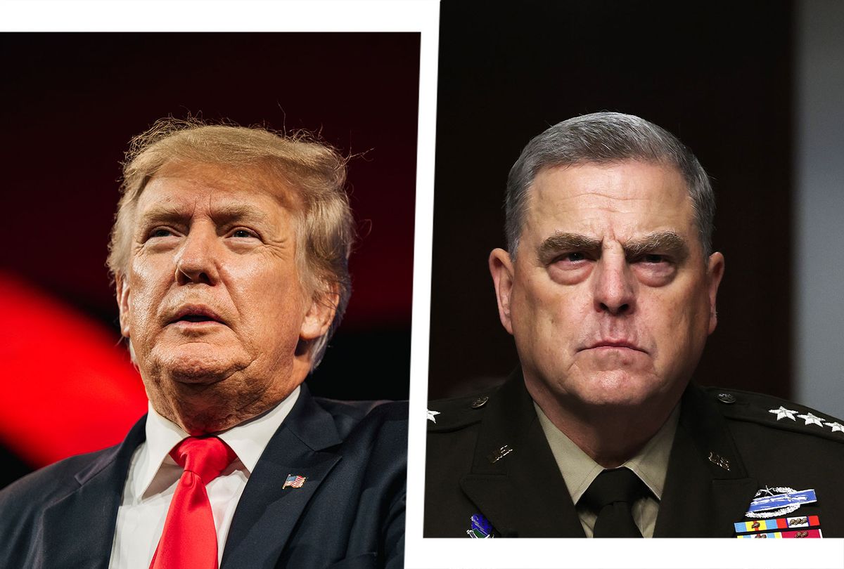 Former U.S. President Donald Trump and Chairman of the Joint Chiefs of Staff Gen. Mark Milley (Photo illustration by Salon/Getty Images)