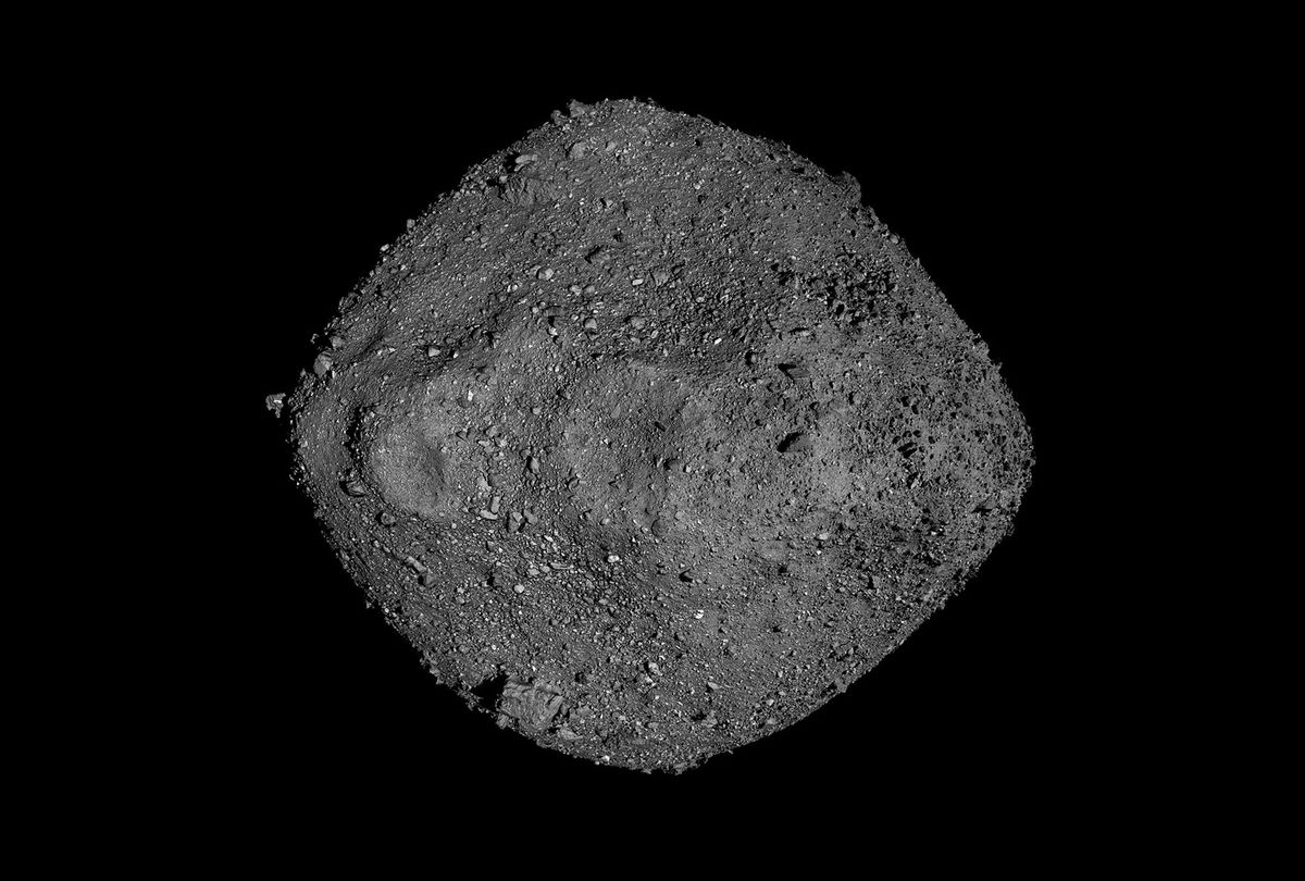 This mosaic of Bennu was created using observations made by NASA’s OSIRIS-REx spacecraft that was in close proximity to the asteroid for over two years. (NASA/Goddard/University of Arizona)
