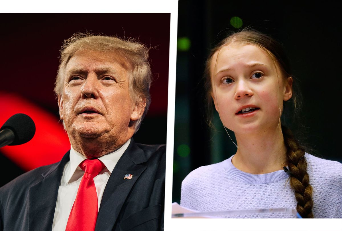 Former US President Donald Trump and Swedish climate activist Greta Thunberg (Photo illustration by Salon/Getty Images)