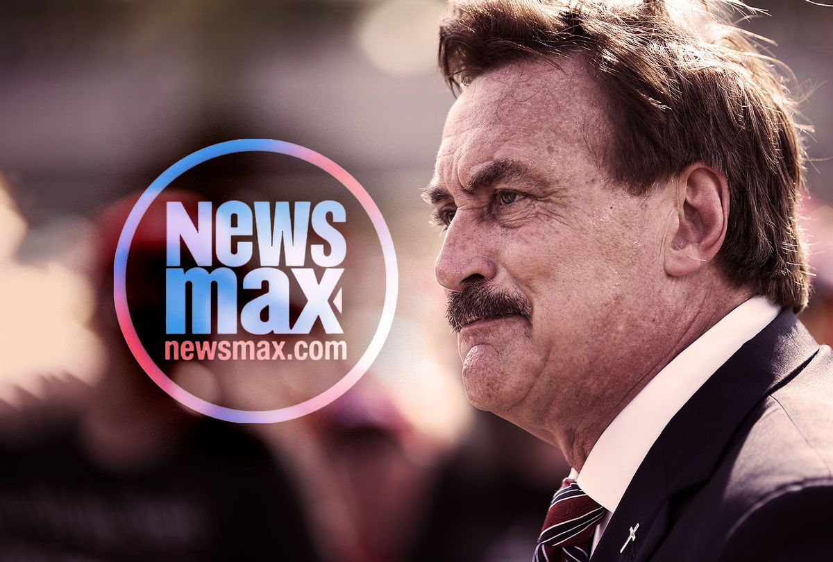 Mike Lindell | Newsmax (Photo illustration by Salon/Newsmax/Getty Images/Tayfun Coskun)