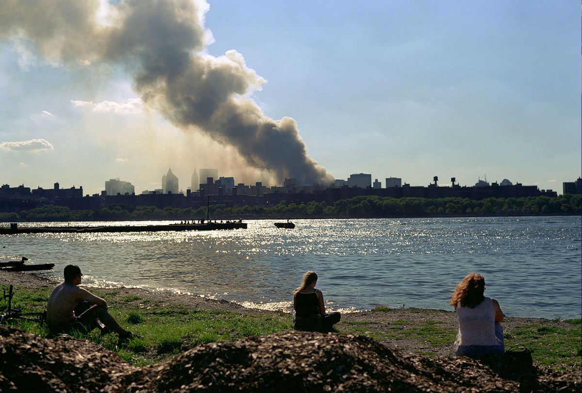 View of smoke and dust rising from Ground Zero on September 11, 2001 from across the East River (Photo provided by author, Matt Valentine)