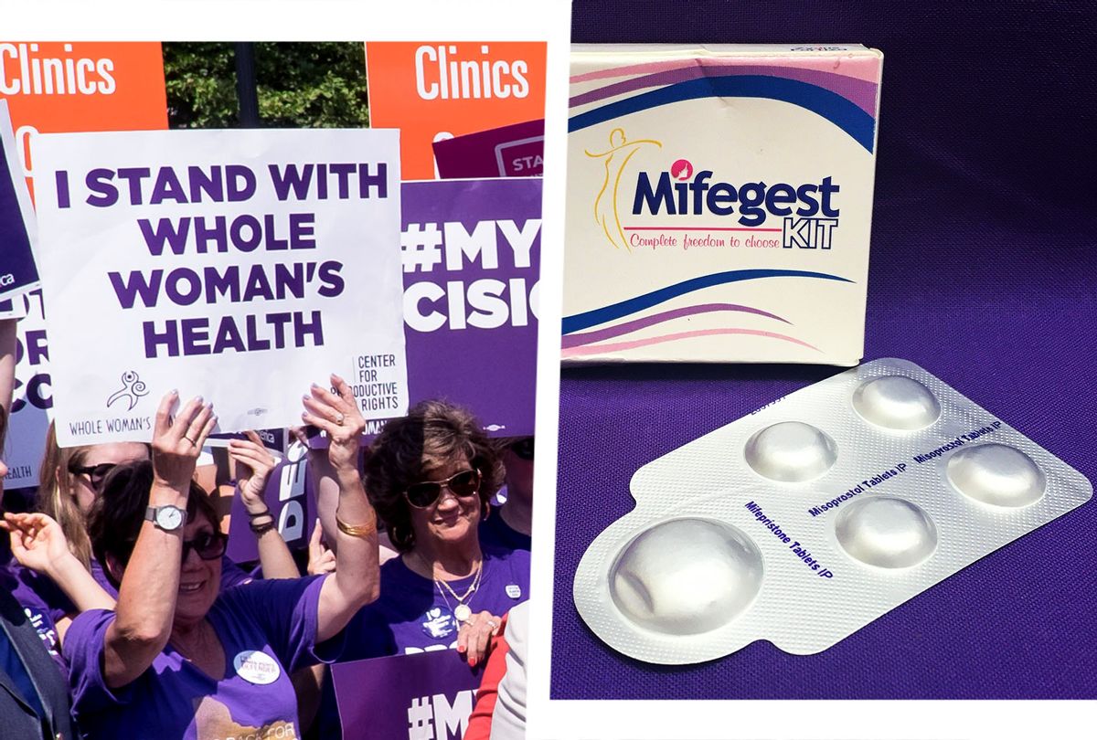 Reproductive Rights Protest | A combination pack of mifepristone (L) and misoprostol tablets, two medicines used together, also called the abortion pill. (Photo illustration by Salon/Getty Images/Elisa Wells/Plan C/Pete Marovich)