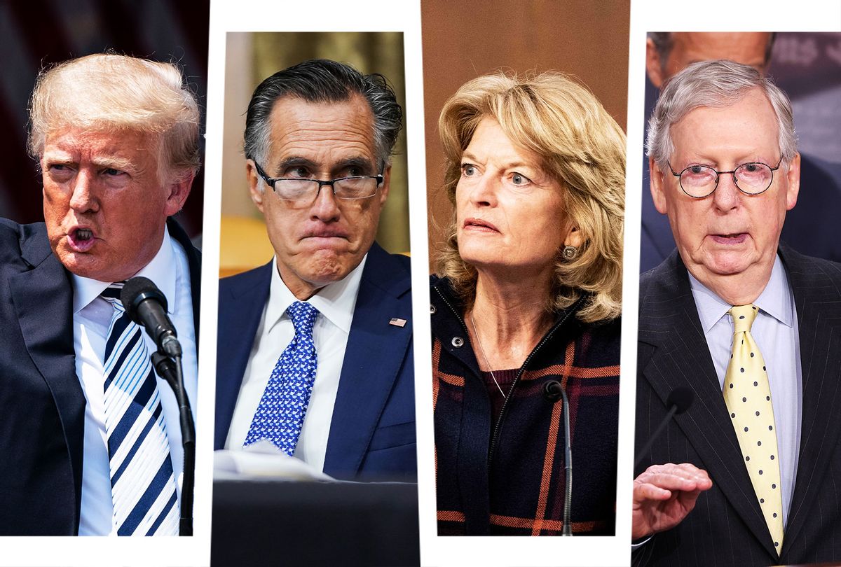 Donald Trump, Mitt Romney, Lisa Murkowski and Mitch McConnell (Photo illustration by Salon/Getty Images)