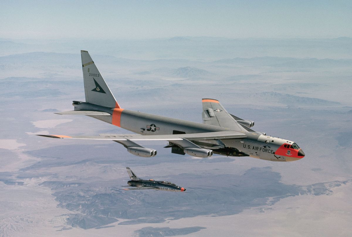A B-52 drops an X-15 rocket plane after carrying it to launching altitude for a test flight (Dean Conger/Corbis via Getty Images)
