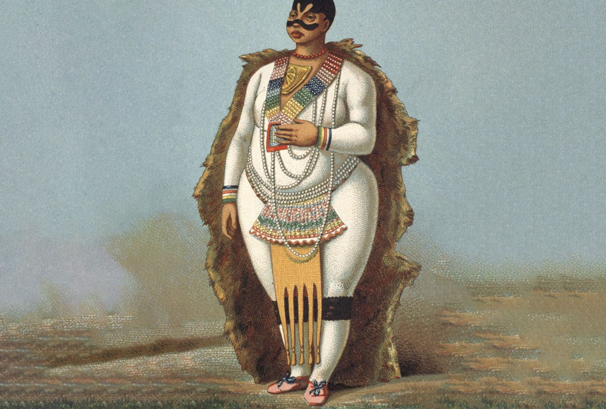 Portrait of "Vénus hottentote" Sarah Baartman, illustration from the 1888 "Le costume historique' d'Albert Racinet. (API/Gamma-Rapho via Getty Images)