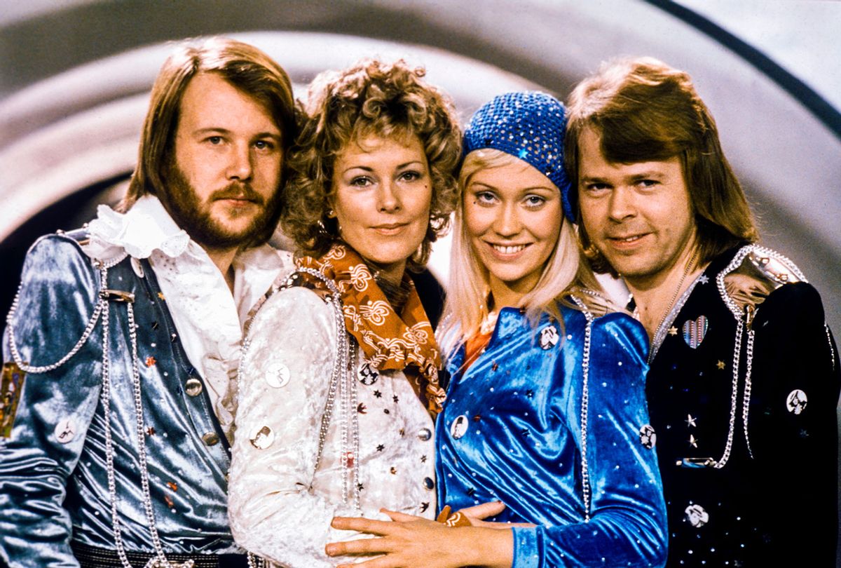 Swedish pop group ABBA after winning the Eurovision Song Contest with "Waterloo" in 1974 (OLLE LINDEBORG/AFP via Getty Images)